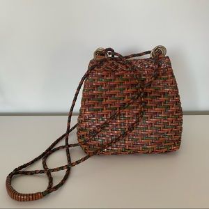 Anthropologie Vintage Woven Leather Crossbody Bag in Multicolor